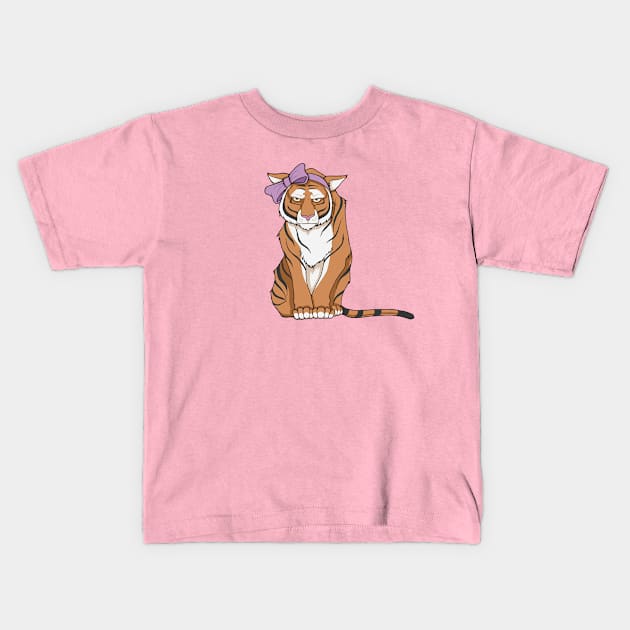 Don't Call Me Cute - Tiger In Pink Bow Kids T-Shirt by 5sizes2small